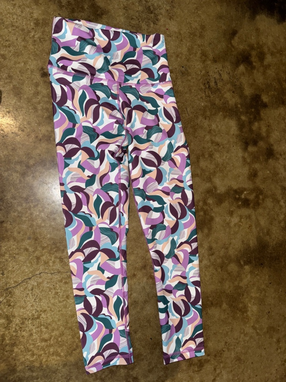 DYI Girls' Abstract Swirl Active Leggings - Purple Teal Multi